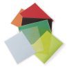 A stack of multi-colored textured paper spread across on a white surface.