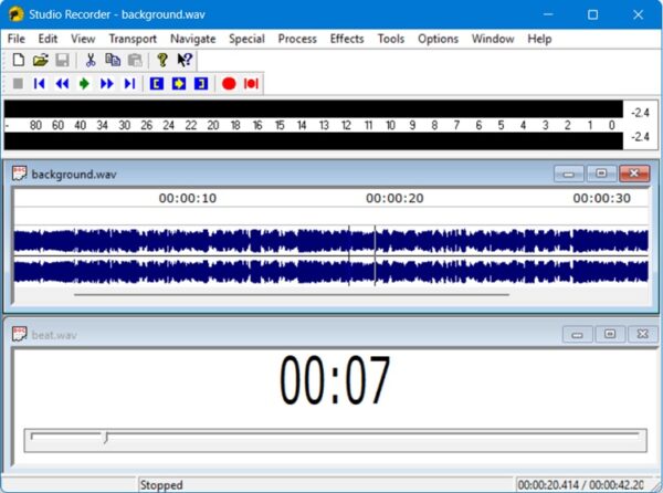 Screenshot of an audio file open in Studio Recorder.