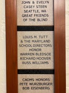 Portion of APH Wall of Tribute honoring Warren Bledsoe, Richard Hoover, and Russ Williams