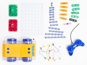 RC Snap Rover Access Kit with snap rover, receiver, motor, remote control, wires, and all circuits