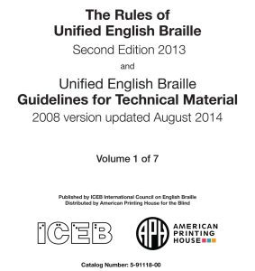 Cover of Rules of UEB. The page reads,