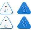 Comparison of two blue triangle number tiles showing the differences between UEB and Nemeth for the number 9.