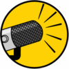 drawing of a microphone on a yellow background