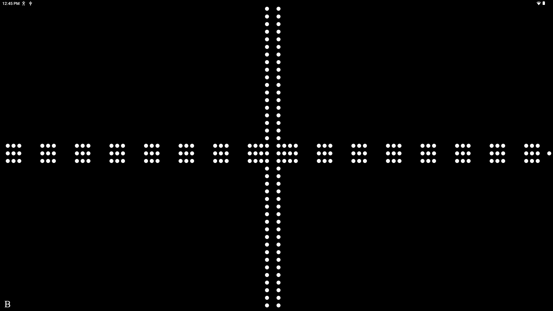 A screenshot of a Flip-Over Concepts Line app screen on the Monarch. It shows two panels with a textured straight line across the center of the display.