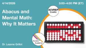 On the right is the text "Abacus and Mental Math: Why it Matters." On the left, there is a white circle with an abacus inside.