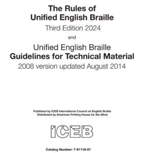 Cover of The Rules of Unified English Braille, third edition. At the bottom of the cover are the ICEB and APH logos.